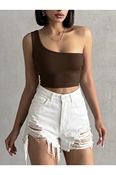 The Base Μπλουζάκι crop - Καφέ - Απλό