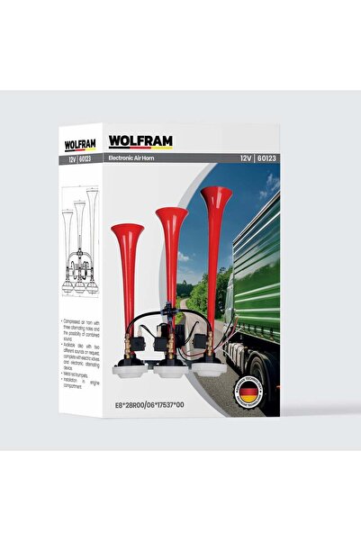 WOLFRAM 12 Volt Havalı Korna 3 Borulu Saydırmalı Dali Dali 60123