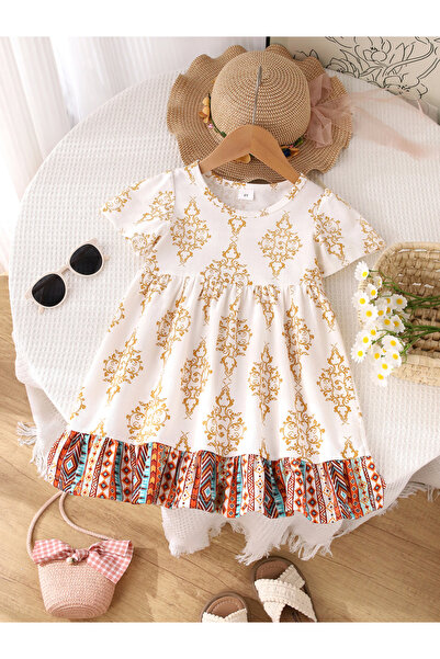 Take Two By Styli Girls Printed Short Sleeve Dress