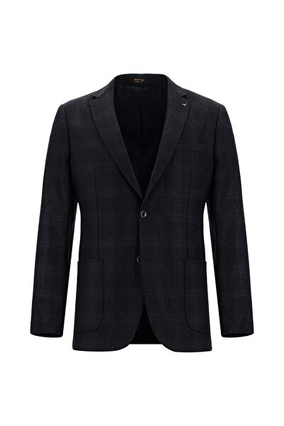 Abdullah Kiğılı 7 Drop Super Slim Fit Jachetă din lână în carouri cu croială ...
