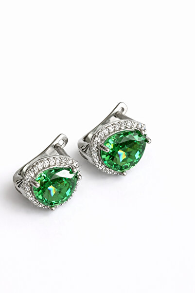 argint 925 Ασημένια σκουλαρίκια - Πράσινο