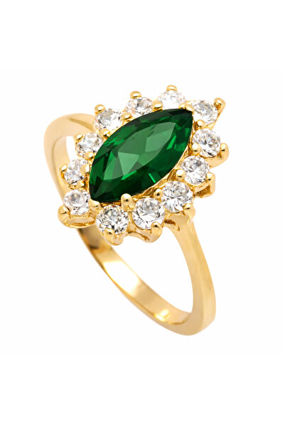 OutfitModa Elegant 18K Gold Plated Women's Ring with Green Zirconia – Luxury ...