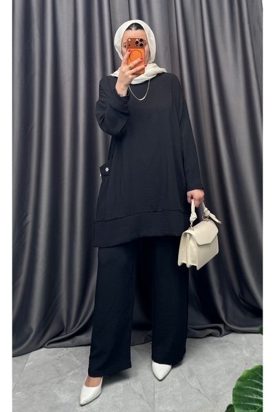 NİSUM MODA Σετ με hijab - Μαύρο - Κανονικό μέγεθος