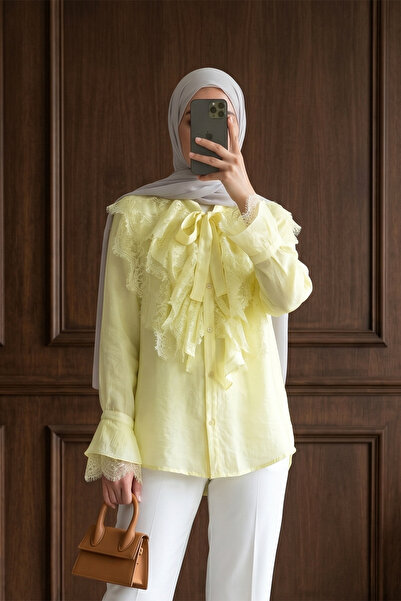 MODAQU Λιτό πουκάμισο - Κίτρινο - Casual