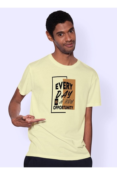 EVREY DAY Baskılı Pamuklu Bisiklet Yaka Kısa Kollu T-shirt