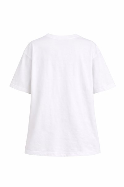 Amia&Co. Ecru Basic Crew Neck Letter Printed Short Sleeve Women's T-Shirt