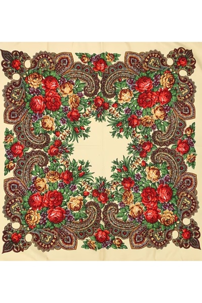 OMS Batic tradițional cu franjuri crem A 107x107 cm