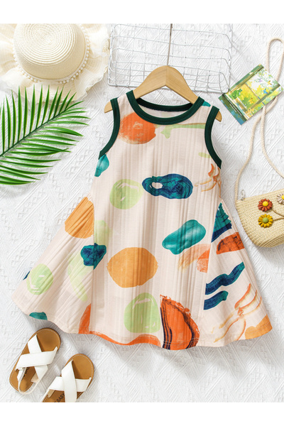 Take Two By Styli Girls Printed Sleeveless A-Line Dress