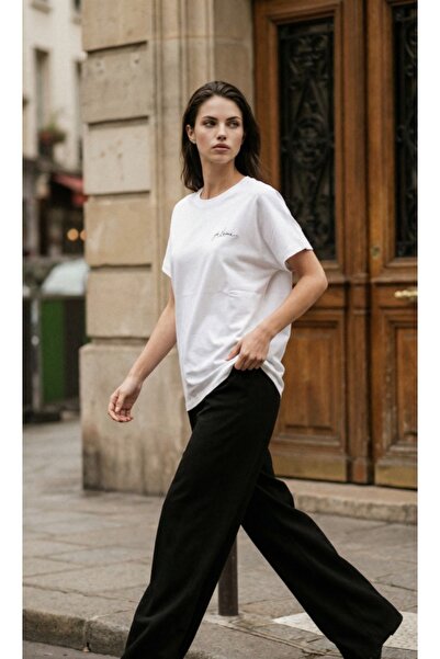 Amia&Co. Tricou alb de bază pentru femei, cu gât crew, cu mânecă scurtă și de...