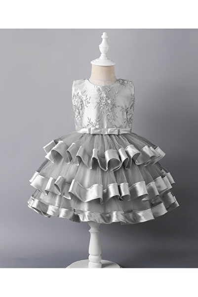 Mark & Mia Floral Embroidered Sleeveless Party Dress - Grey