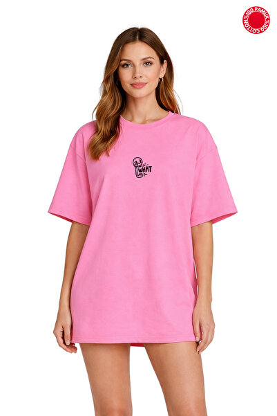 Sweetline Unisex Oversize T-Shirt με στάμπα Pink Skull, 100% βαμβάκι, Basic M...