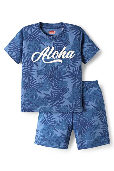 Babyhug Single Jersey Knit Half Sleeves T-Shirt & Shorts Co-Ord Set With Leaf...