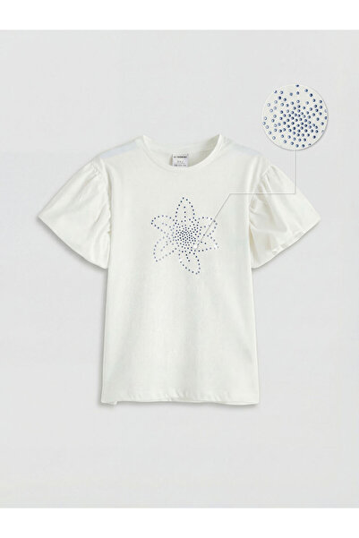 LC Waikiki Crew Neck Stoned Girl's T-Shirt