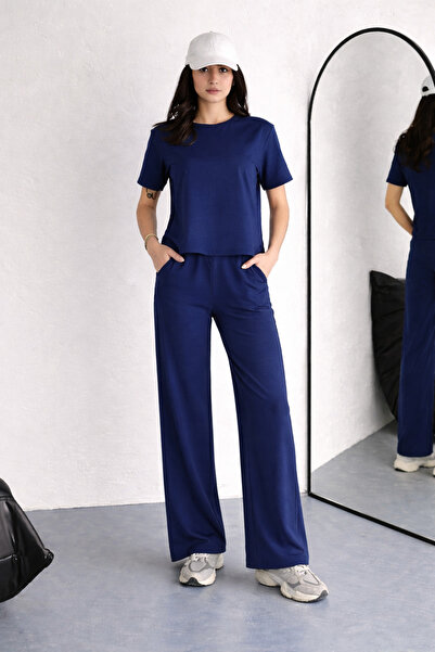 winmoda SET CASUAL DIN ȚESĂTURĂ MODAL CU BRODERIE IEPURE / PANTALON LEJER ȘI ...
