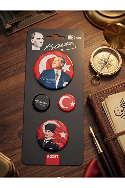 GiFi Atatürk Baskılı 4'lü Rozet Seti