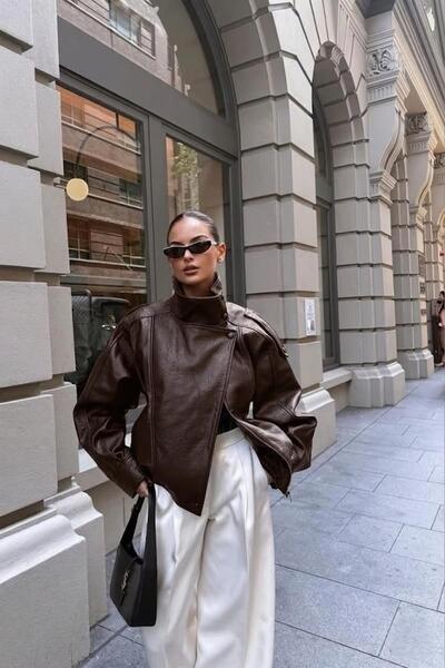 Jaglion Μπουφάν - Καφέ - Oversize