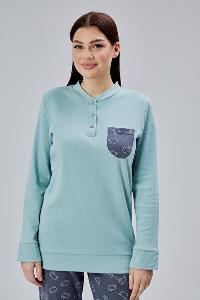 M MOONCOVER Σετ πιτζάμας - Τυρκουάζ - Μακρύ