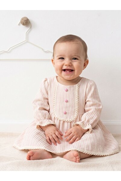 Cherrys Bebek Cotton Honeycomb Baby Girl Dress