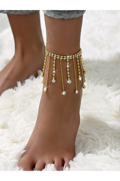 Take Two By Styli Embellished Anklet with Tassel Pendants