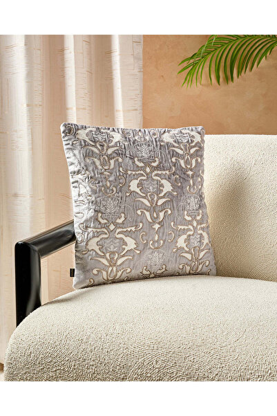 REDTAG Silver And Ivory Velvet Cushion
