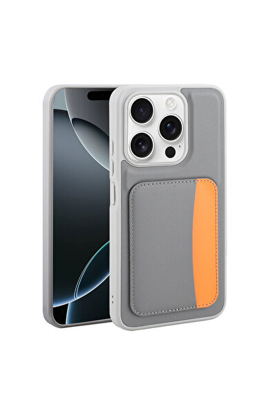 UnDePlus Apple iPhone 15 Kılıf PU Deri Kartlıklı X-Kart Silikon Kapak