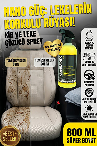 Araç İçi Koltuk, Döşeme ve Motor Jant Temizleyici Leke Sökücü Nano Sprey 800 ML - Oto Kuaför Etkisi