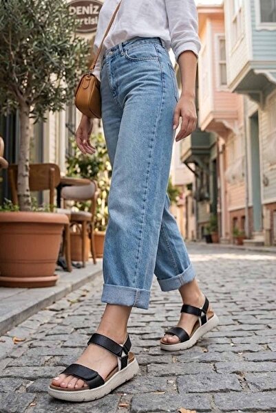 lumberjack Άνετα σανδάλια για περπάτημα - Γυναικεία σανδάλια από μαύρο δερμάτ...