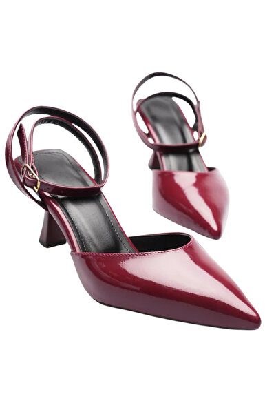 Barinoska Women's Patent Leather Heeled Shoes 6 cm Slingback Pointed Toe Styl...