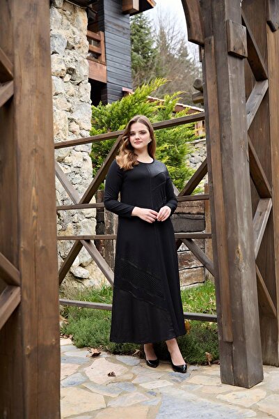 Hermevsim Φόρεμα plus size - Μαύρο - Wrapover