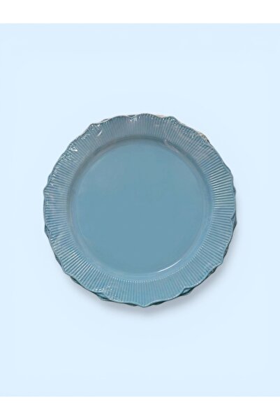 NadirAmbalaj Premium Mavi Sert Plastik Sunum Tabağı 6’lı - Baby Shower Ve Doğ...