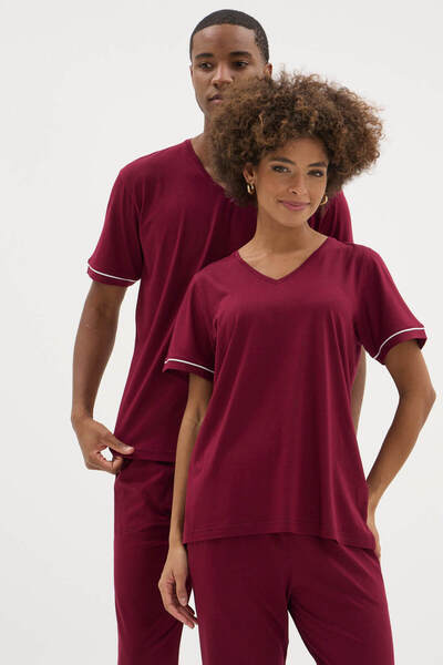 KLY مجموعات بيجامات مودال قطنية مزدوجة للنساء والرجال خاصة بالموسم الجديد للأ...