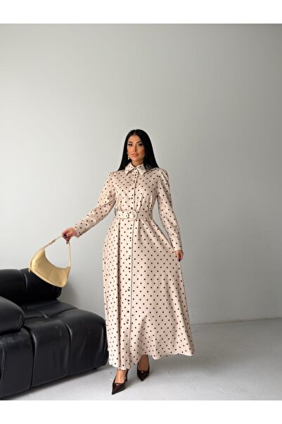 D'RECCY Λιτό φόρεμα - Μπεζ - Μακρύ