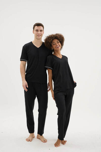 KLY مجموعات بيجامات مودال قطنية مزدوجة للنساء والرجال خاصة بالموسم الجديد للأ...