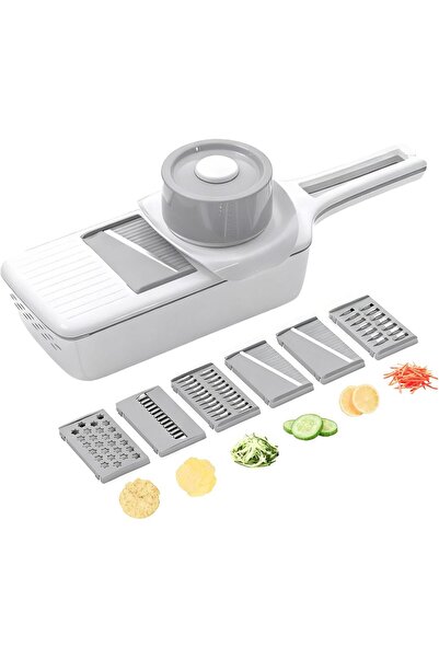 Arabest 6-in-1 Mandoline Slicer,Handheld Vegetable Cutter with Drain Box,Safe...