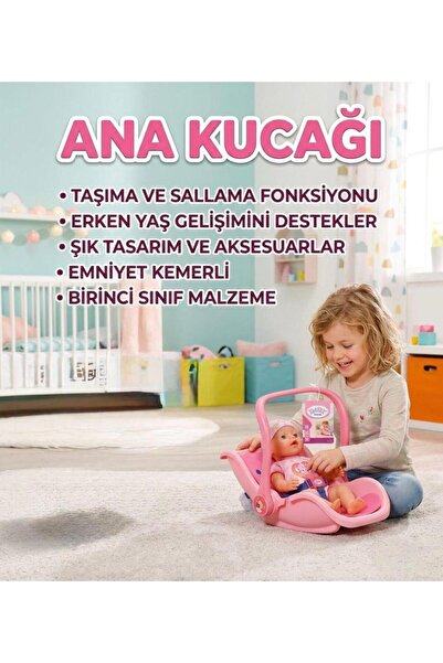 Tıfıl Toys Ana Kucağı: Sallanabilir Ayarlanabilir Güvenlik Kemerli Eğitici Be...