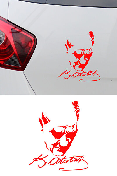 New Jargon Ataturk Signed Silhouette Sticker - Car Sticker - Mustafa Kemal At...