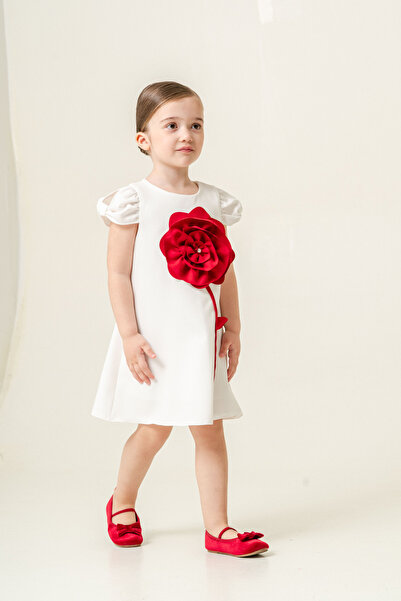 Eray Kids Κοριτσίστικο ροζ φόρεμα με λεπτομέρειες και κοντά μανίκια, κομψό βρ...