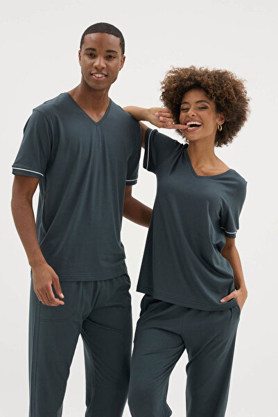 KLY Σετ πιτζάμας - Γκρι - Μακρύ