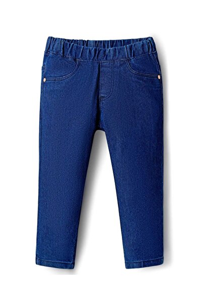 Babyhug Full Length Solid Color Denim Jeggings With Stretch - Navy Blue