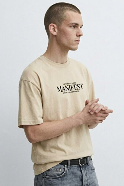 MATERIAL T-Shirt - Μπεζ - Oversize