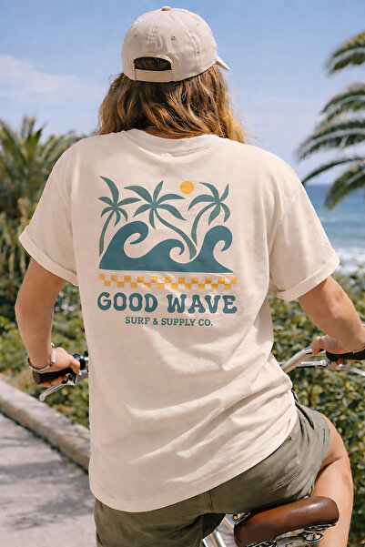 ArtYus Tricou oversize unisex cu imprimeu pe spate Good Wave – Tricou casual ...