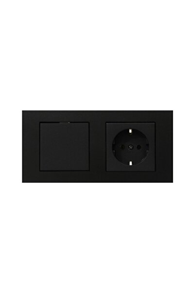 Huzur Elektrik مجموعة Ovivo Grano Black مكونة من 2 مفاتيح ومقبس مؤرض