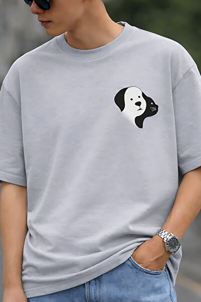 ArtYus Μπλουζάκι Unisex Oversize με εμπριμέ σχέδιο Cat and Dog – Βαμβακερό T-...