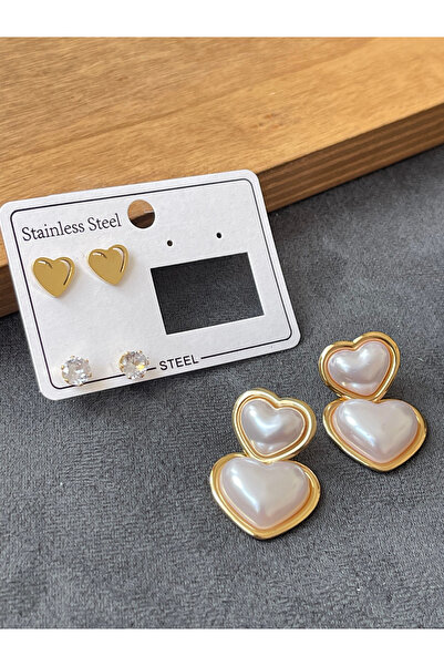 Rupen Kraft Stainless steel tarnish-free earring set - 3 pairs of steel earrings