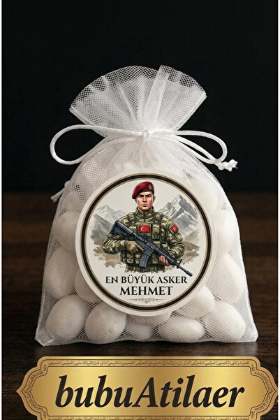 bubuatilaer Kişiye Özel Etiketli Asker Uğurlama Hediyesi - 10’lu Paket Badem ...