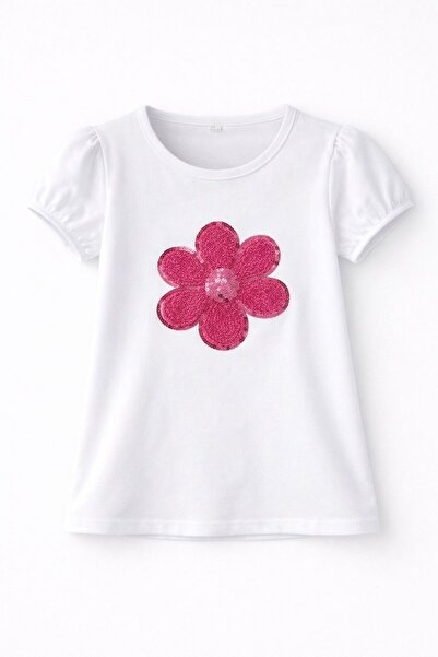 Lunas tekstil Tricou cu paiete și broderie florală