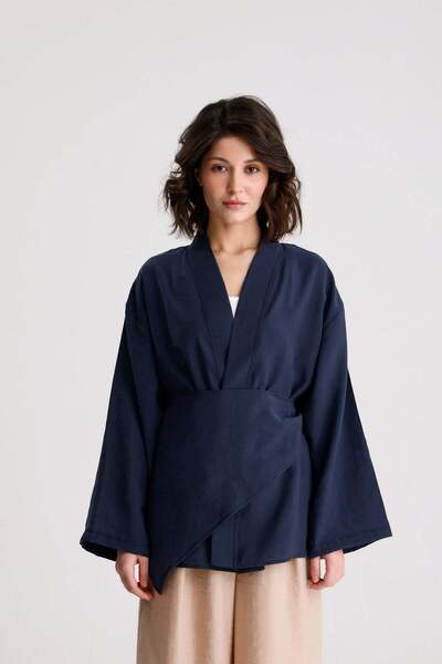 minaaise Κιμονό & καφτάνι - Μπλε - Απλό