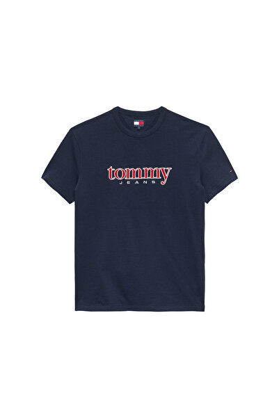 Tommy Jeans Bisiklet Yaka Baskılı Lacivert Erkek T-Shirt DM0DM22719C1G Lacive...