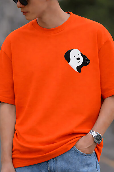 ArtYus Μπλουζάκι Unisex Oversize με εμπριμέ σχέδιο Cat and Dog – Βαμβακερό T-...