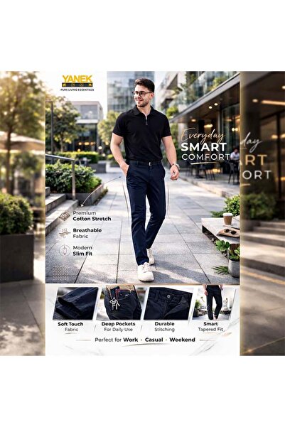 YANEK Men’s Slim Fit Chino Trousers – Premium Comfort & Everyday Style